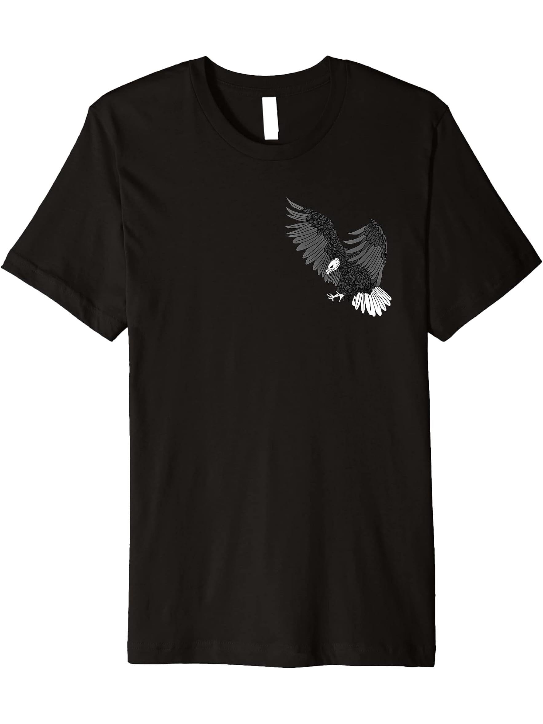 Bald Eagle American National Symbol Animal Patriotic Freedom Premium T-Shirt 180G 100% Cotton Printed Round Neck Short-Sleeve T-Shirt, Gifts for Men Dad Husband Grandpa, S-XXXL, Black