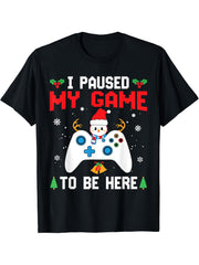 Gaming X-Mas Gamer T-Shirt 180G 100% Cotton Printed Round Neck Short-Sleeve T-Shirt, Gifts for Men Dad Husband Grandpa, S-XXXL, Black