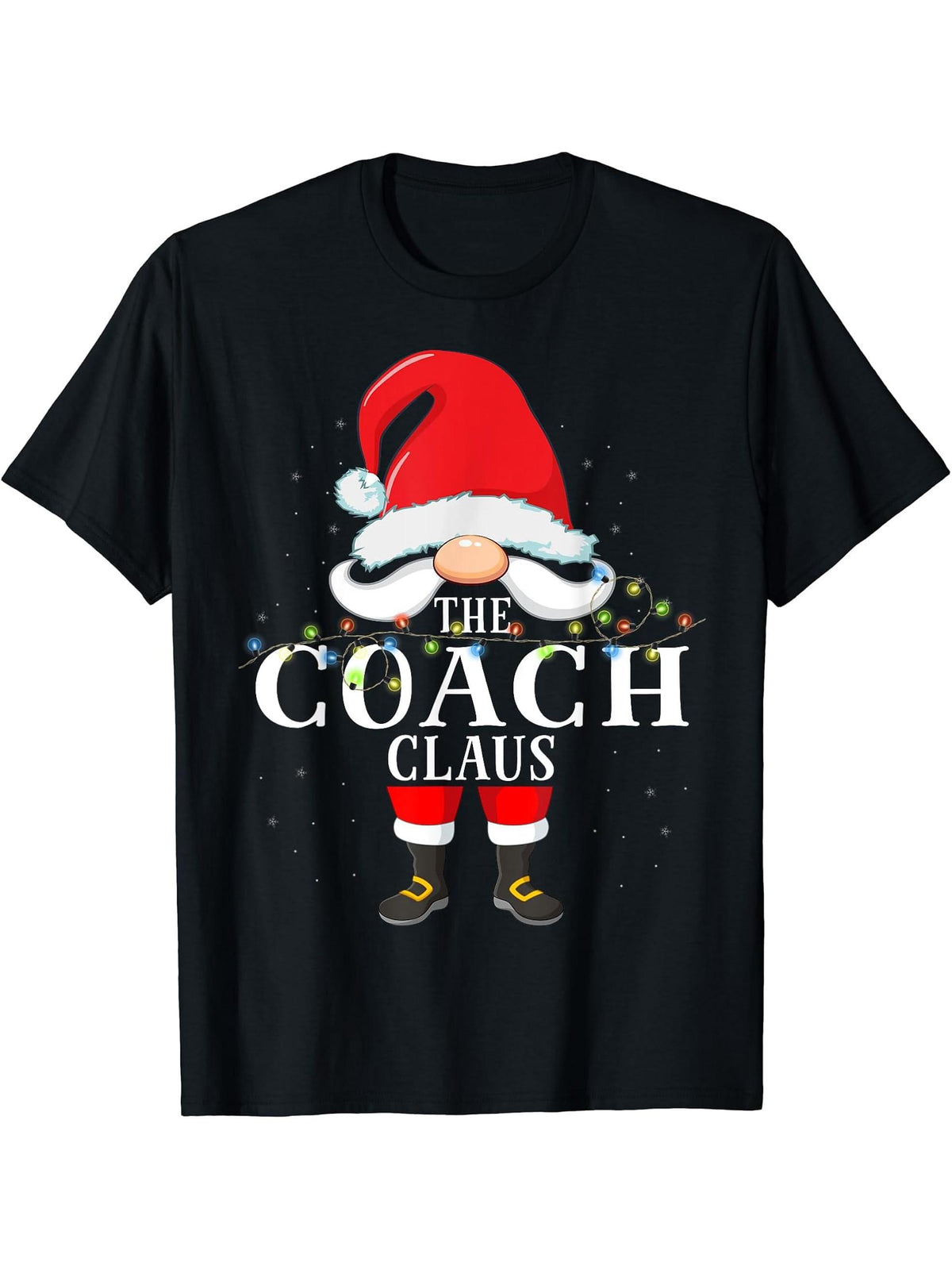 The Coach Claus Christmas Pajama T-Shirt 180G 100% Cotton Printed Round Neck Short-Sleeve T-Shirt, Gifts for Men Dad Husband Grandpa, S-XXXL, Black