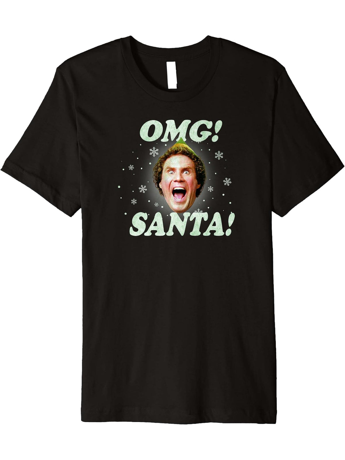 Buddy OMG Santa Premium T-Shirt 180G 100% Cotton Printed Round Neck Short-Sleeve T-Shirt, Gifts for Men Dad Husband Grandpa, S-XXXL, Black