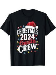 Santa Hat Pajamas T-Shirt 180G 100% Cotton Printed Round Neck Short-Sleeve T-Shirt, Gifts for Men Dad Husband Grandpa, S-XXXL, Black