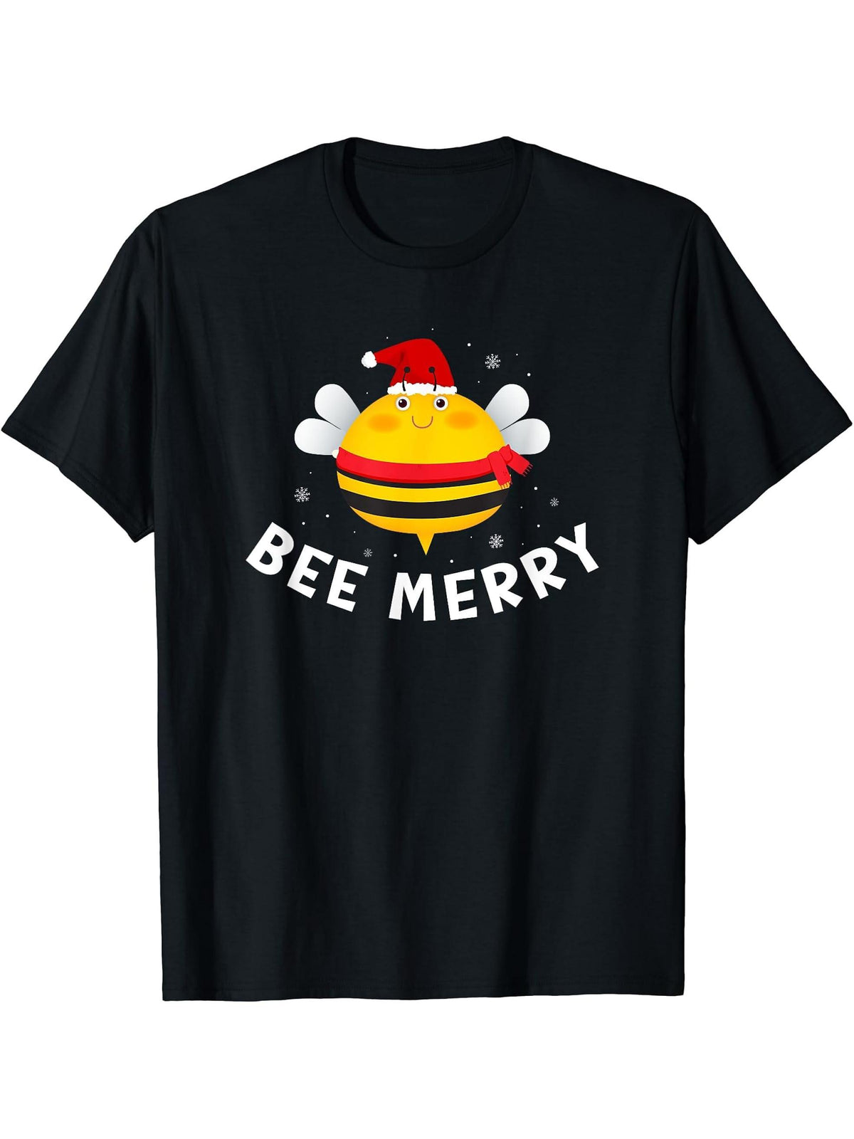 Fat Bee Merry Funny Oh Christmas Santa Hat Xmas T-Shirt 180G 100% Cotton Printed Round Neck Short-Sleeve T-Shirt, Gifts for Men Dad Husband Grandpa, S-XXXL, Black