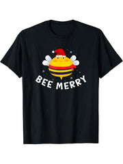 Fat Bee Merry Funny Oh Christmas Santa Hat Xmas T-Shirt 180G 100% Cotton Printed Round Neck Short-Sleeve T-Shirt, Gifts for Men Dad Husband Grandpa, S-XXXL, Black