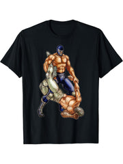 Lucha Libre Mexican Legend Wrestler Demon Blue El Santo T-Shirt 180G 100% Cotton Printed Round Neck Short-Sleeve T-Shirt, Gifts for Men Dad Husband Grandpa, S-XXXL, Black