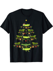 Grasshopper Christmas Tree Gift Funny Christmas Grasshopper T-Shirt 180G 100% Cotton Printed Round Neck Short-Sleeve T-Shirt, Gifts for Men Dad Husband Grandpa, S-XXXL, Black