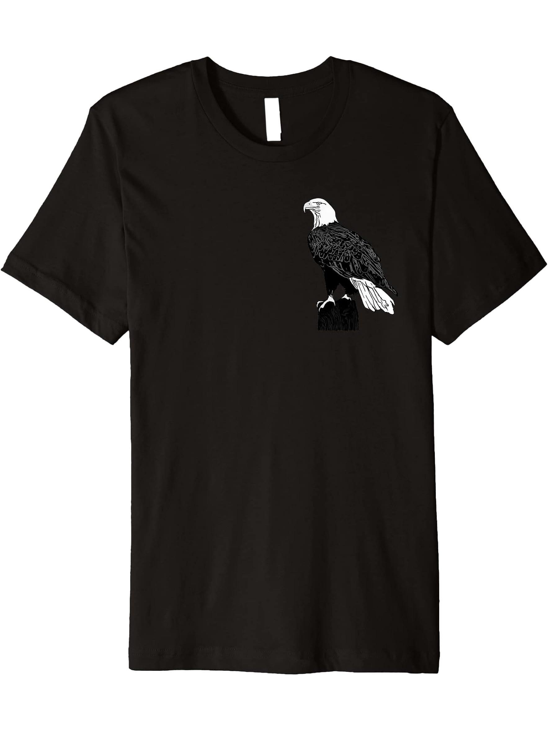 Bald Eagle American National Symbol Animal Patriotic Freedom Premium T-Shirt 180G 100% Cotton Printed Round Neck Short-Sleeve T-Shirt, Gifts for Men Dad Husband Grandpa, S-XXXL, Black