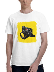 Camera Minimal 180G 100% Cotton Printed Round Neck Short-Sleeve T-Shirt, Gifts for Men Dad Husband Grandpa, S-XXXL, White