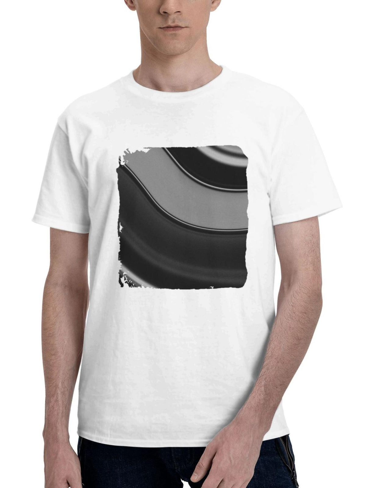 Black Titanium Abstract 180G 100% Cotton Printed Round Neck Short-Sleeve T-Shirt, Gifts for Men Dad Husband Grandpa, S-XXXL, White