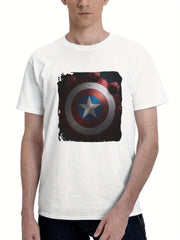 Captain America Brave New World Offic 180G 100% Cotton Printed Round Neck Short-Sleeve T-Shirt, Gifts for Men Dad Husband Grandpa, S-XXXL, White