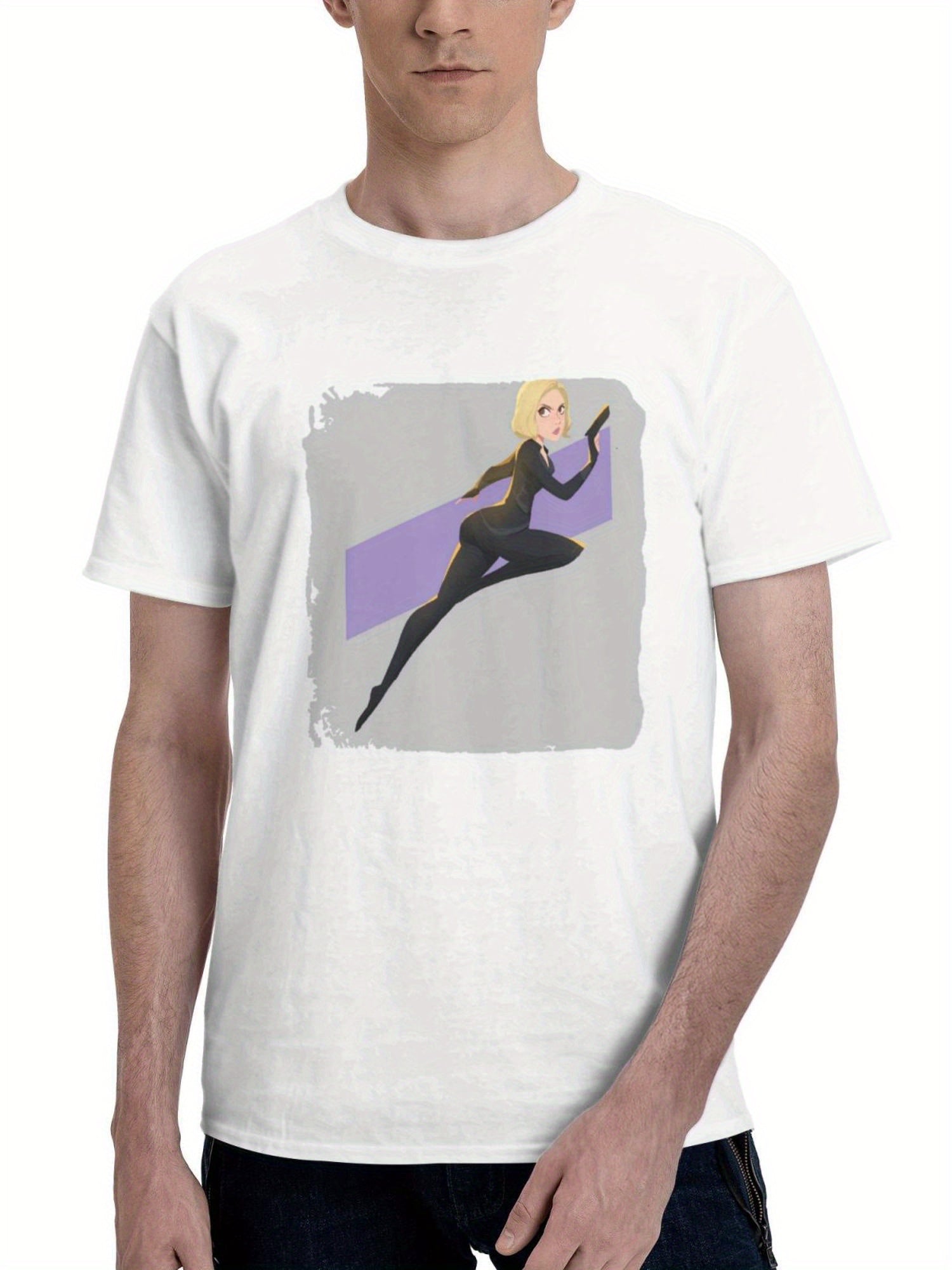 Black Widow Minimalism 180G 100% Cotton Printed Round Neck Short-Sleeve T-Shirt, Gifts for Men Dad Husband Grandpa, S-XXXL, White