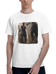 Blackadam Vs Super men 180G 100% Cotton Printed Round Neck Short-Sleeve T-Shirt, Gifts for Men Dad Husband Grandpa, S-XXXL, White