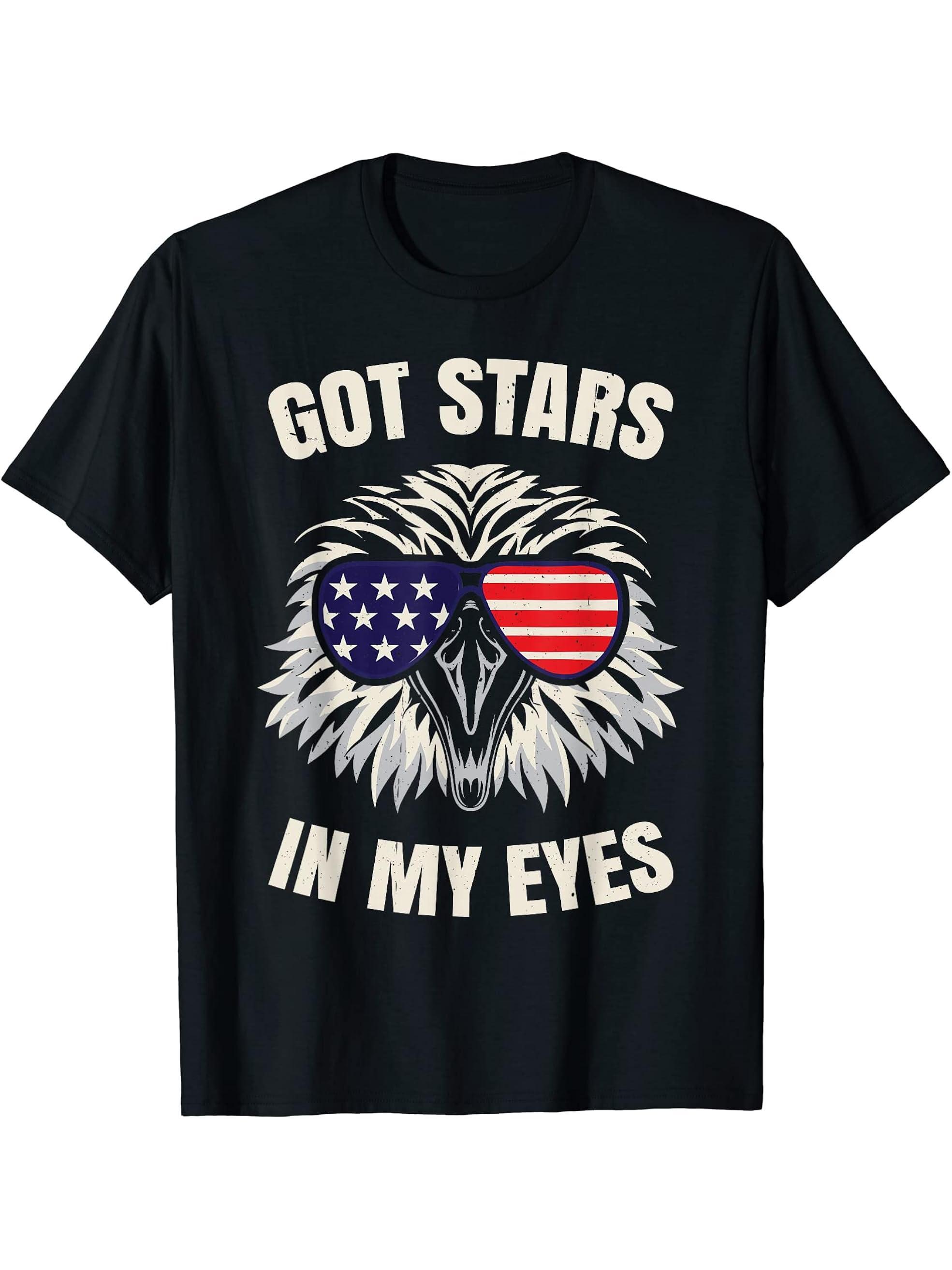 American Flag 4th July Bald Eagle T-Shirt 180G 100% Cotton Printed Round Neck Short-Sleeve T-Shirt, Gifts for Men Dad Husband Grandpa, S-XXXL, Black