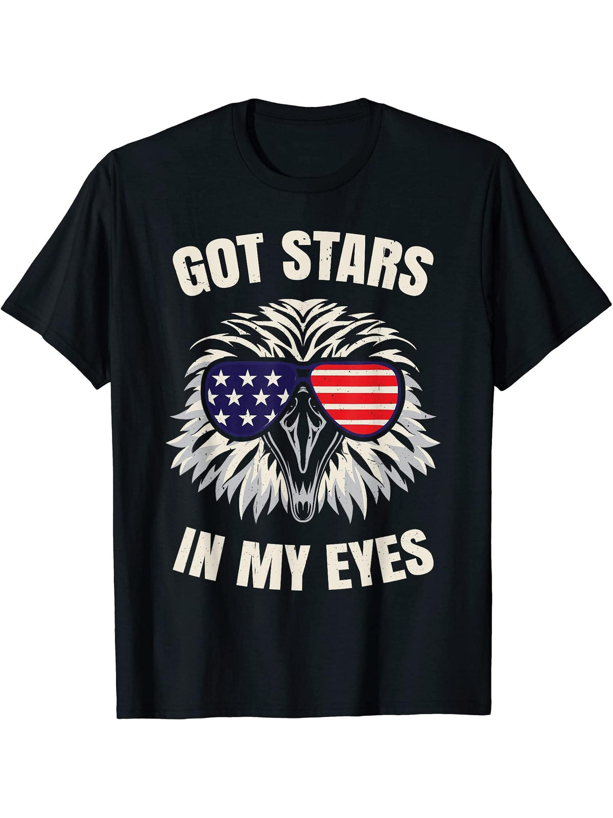 American Flag 4th July Bald Eagle T-Shirt 180G 100% Cotton Printed Round Neck Short-Sleeve T-Shirt, Gifts for Men Dad Husband Grandpa, S-XXXL, Black