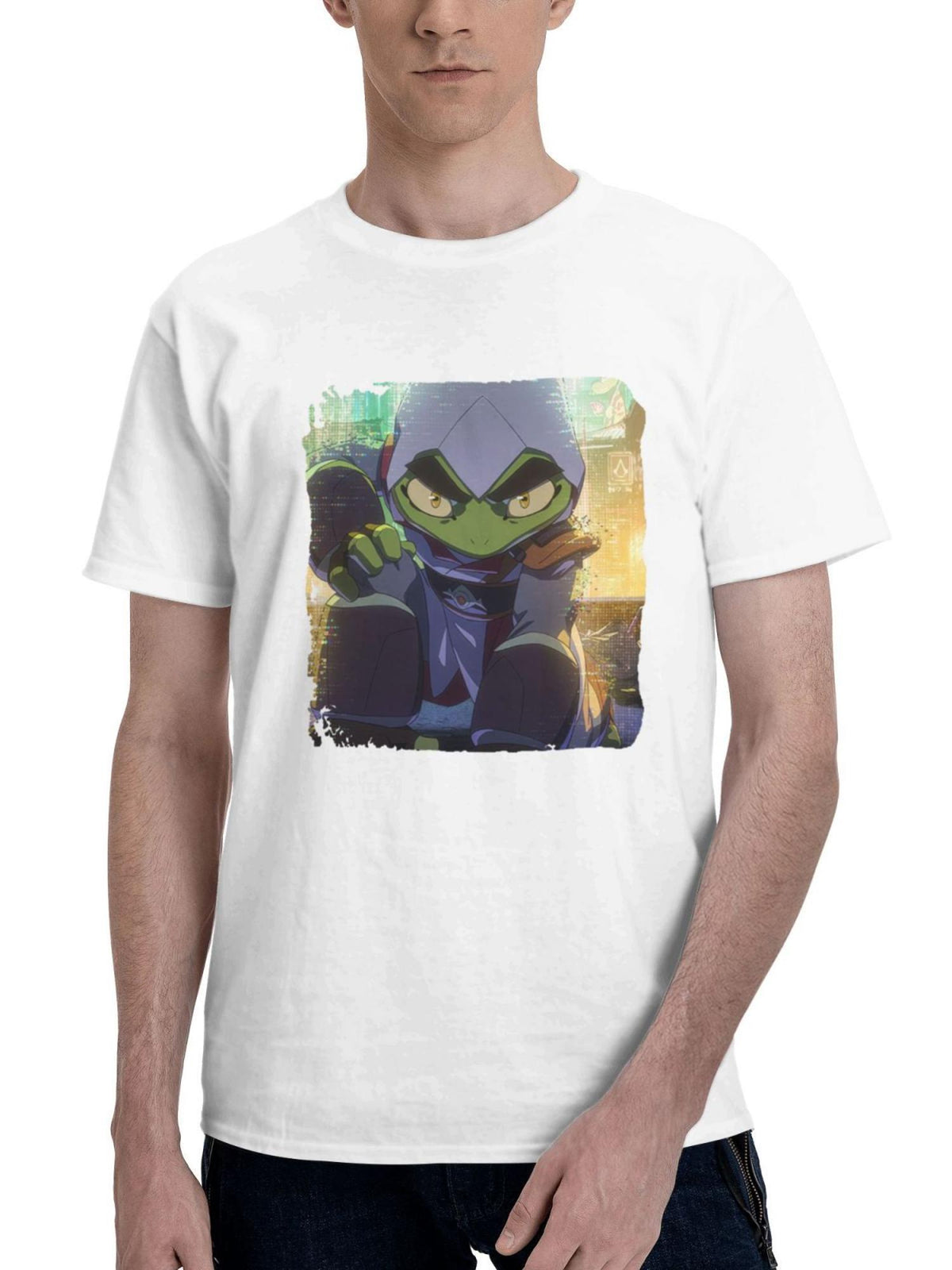 Captain Laserhawk A Blood Dragon Remix 180G 100% Cotton Printed Round Neck Short-Sleeve T-Shirt, Gifts for Men Dad Husband Grandpa, S-XXXL, White