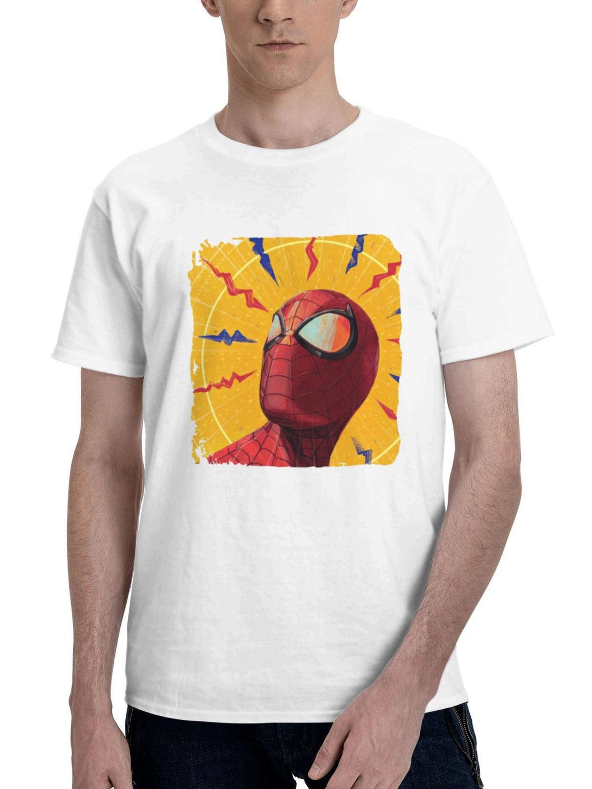 Capturing Spider Man In Action 180G 100% Cotton Printed Round Neck Short-Sleeve T-Shirt, Gifts for Men Dad Husband Grandpa, S-XXXL, White