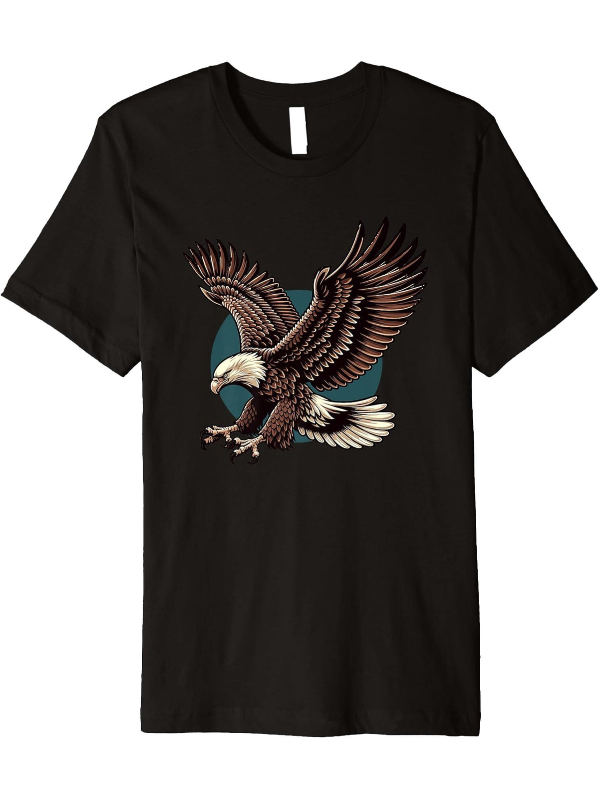 American Bald Eagle Swooping Photo Portrait Bird Photograph Premium T-Shirt 180G 100% Cotton Printed Round Neck Short-Sleeve T-Shirt, Gifts for Men Dad Husband Grandpa, S-XXXL, Black