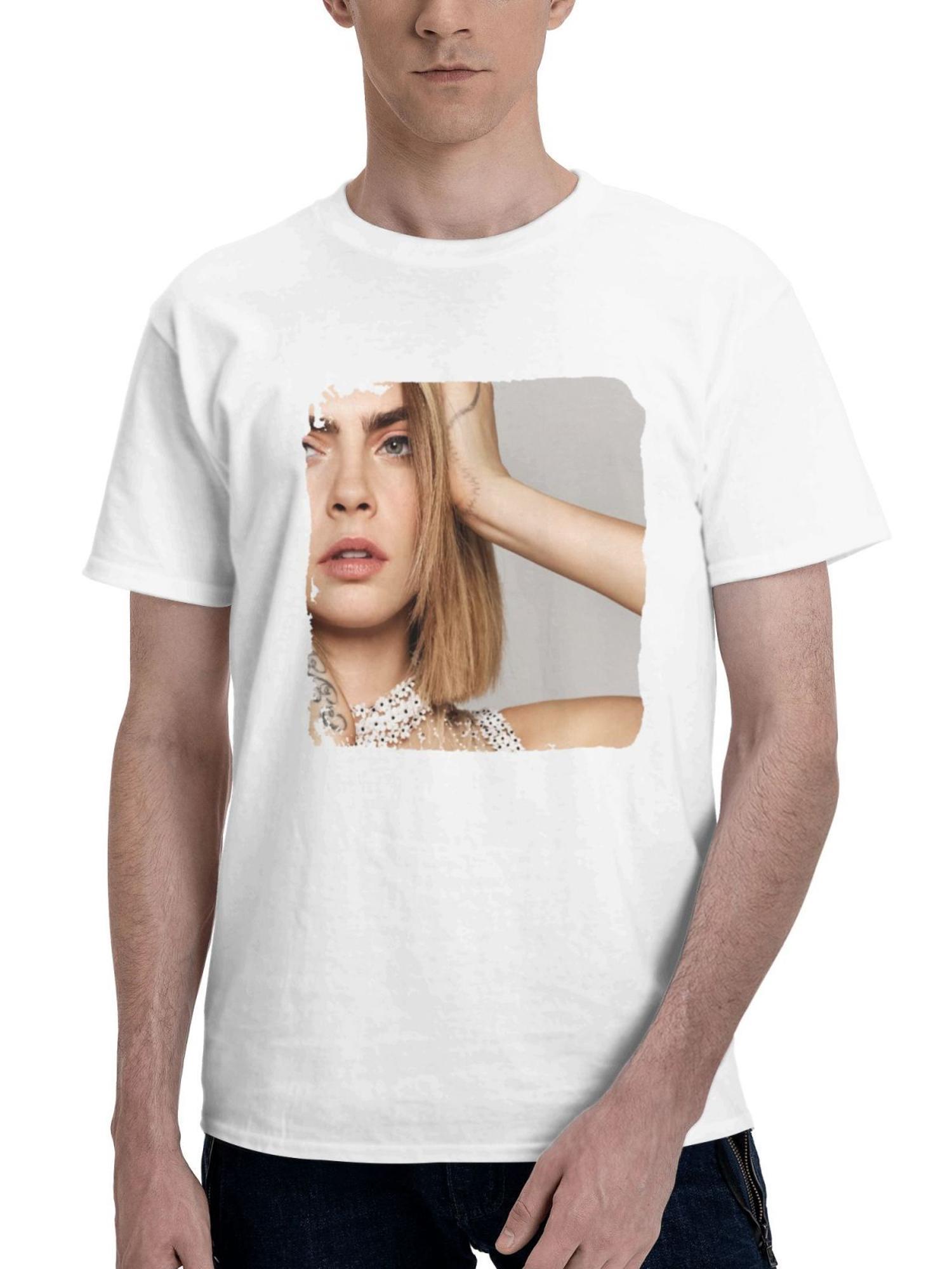 Cara Delevingne Harpers Bazaar Uk 2022 180G 100% Cotton Printed Round Neck Short-Sleeve T-Shirt, Gifts for Men Dad Husband Grandpa, S-XXXL, White