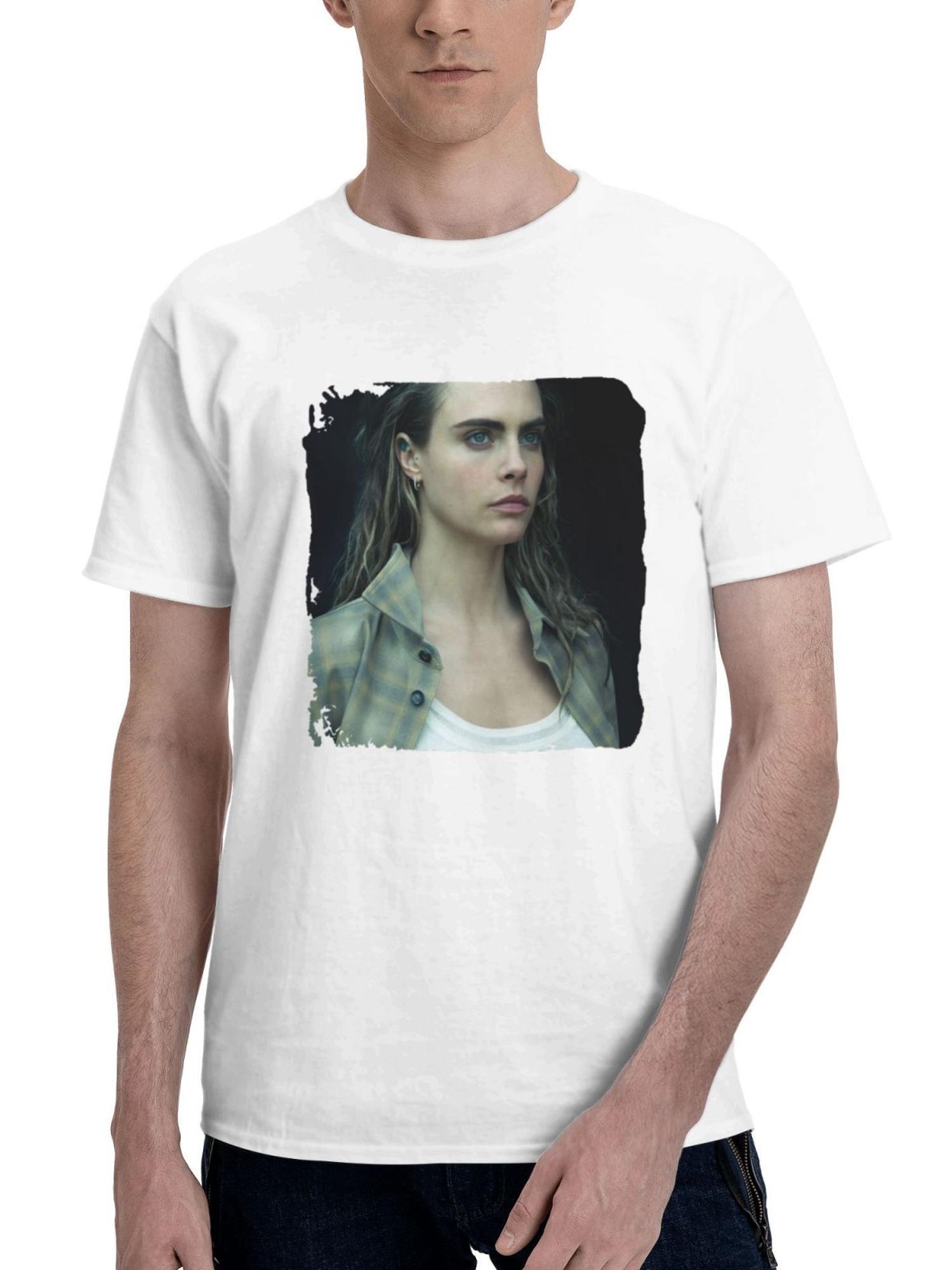 Cara Delevingne Vogue 2023 180G 100% Cotton Printed Round Neck Short-Sleeve T-Shirt, Gifts for Men Dad Husband Grandpa, S-XXXL, White