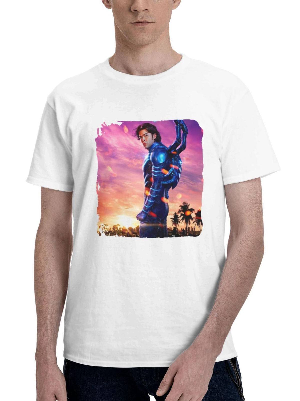 Blue Beetle 2023 10 180G 100% Cotton Printed Round Neck Short-Sleeve T-Shirt, Gifts for Men Dad Husband Grandpa, S-XXXL, White