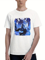 Blue Beetle 2023 Movie Artwork 180G 100% Cotton Printed Round Neck Short-Sleeve T-Shirt, Gifts for Men Dad Husband Grandpa, S-XXXL, White