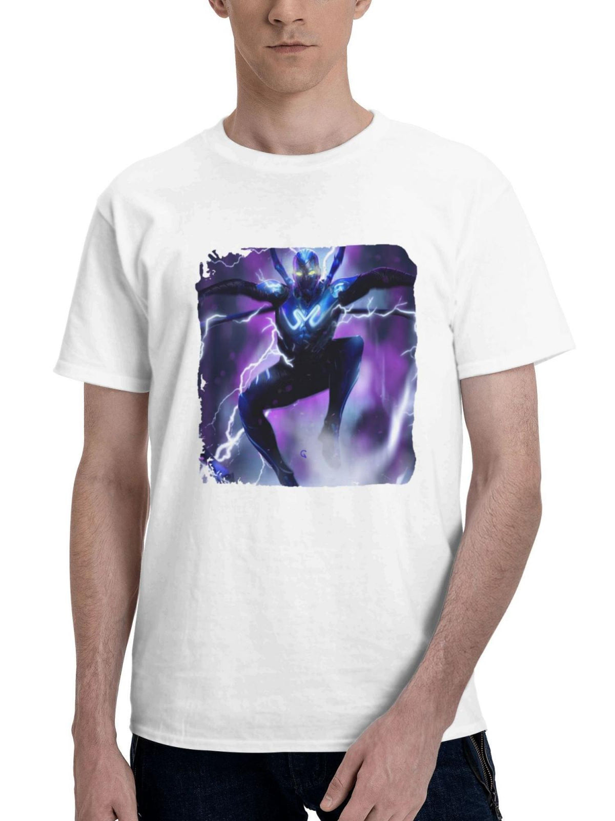 Blue Beetle Endless Resolve 180G 100% Cotton Printed Round Neck Short-Sleeve T-Shirt, Gifts for Men Dad Husband Grandpa, S-XXXL, White