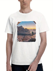 Carved By Time The Majestic Rock Bridge In Hisma Des 180G 100% Cotton Printed Round Neck Short-Sleeve T-Shirt, Gifts for Men Dad Husband Grandpa, S-XXXL, White