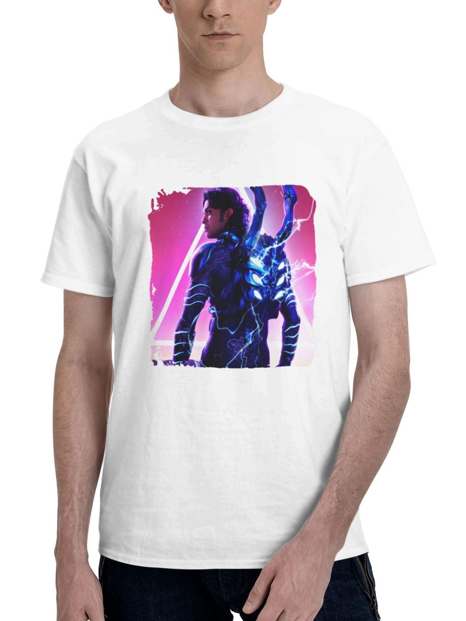 Blue Beetle Movie 2023 180G 100% Cotton Printed Round Neck Short-Sleeve T-Shirt, Gifts for Men Dad Husband Grandpa, S-XXXL, White