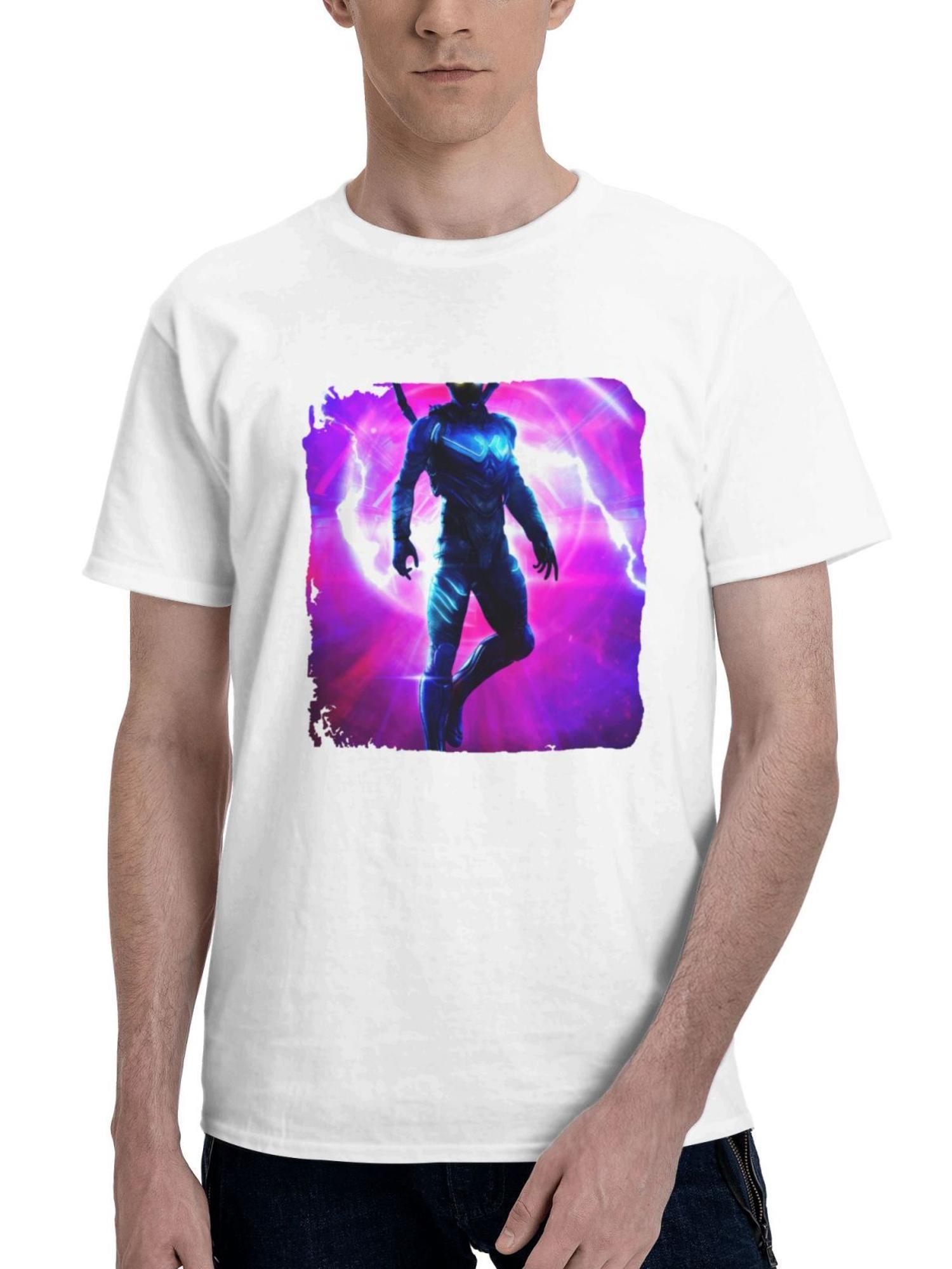 Blue Beetle Movie Poster Vx 180G 100% Cotton Printed Round Neck Short-Sleeve T-Shirt, Gifts for Men Dad Husband Grandpa, S-XXXL, White