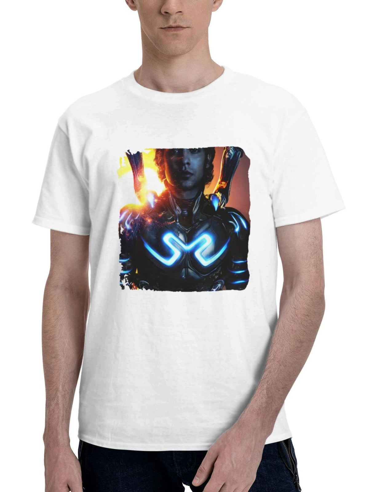 Blue Bettle 2023 180G 100% Cotton Printed Round Neck Short-Sleeve T-Shirt, Gifts for Men Dad Husband Grandpa, S-XXXL, White