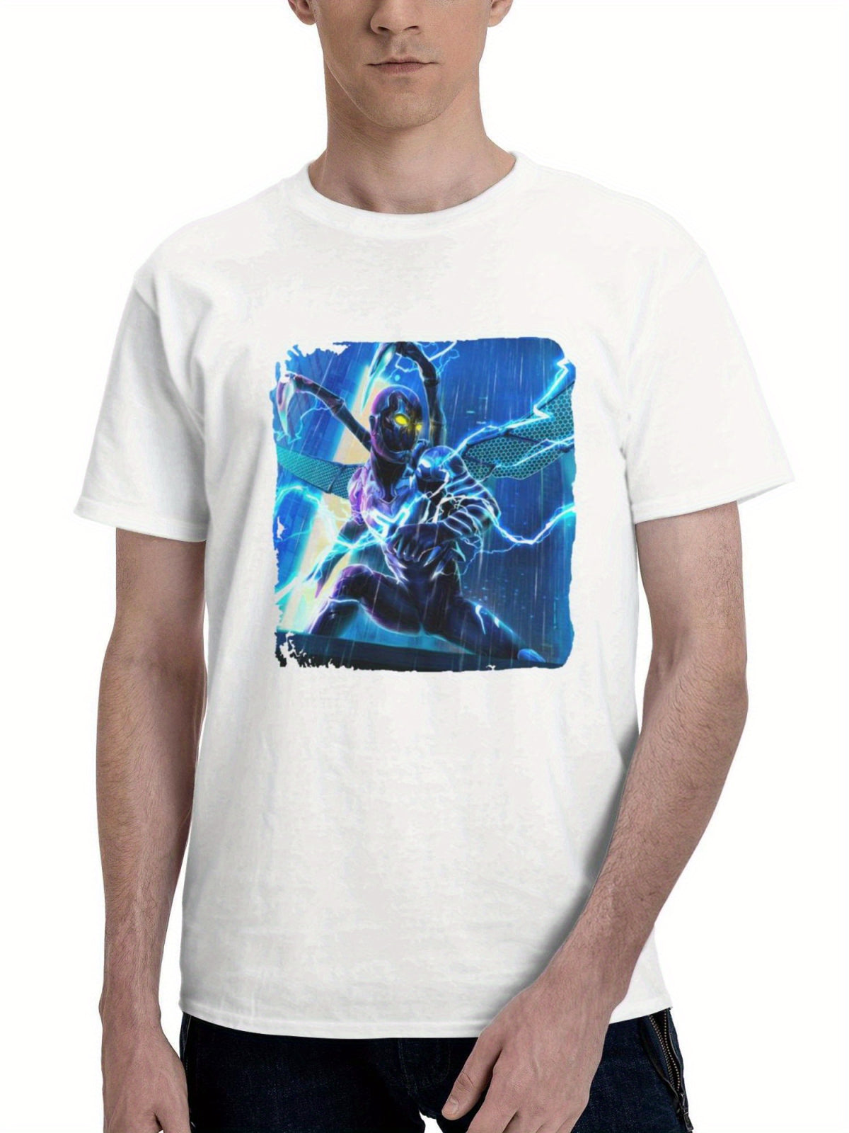 Blue Bettle Rn 180G 100% Cotton Printed Round Neck Short-Sleeve T-Shirt, Gifts for Men Dad Husband Grandpa, S-XXXL, White