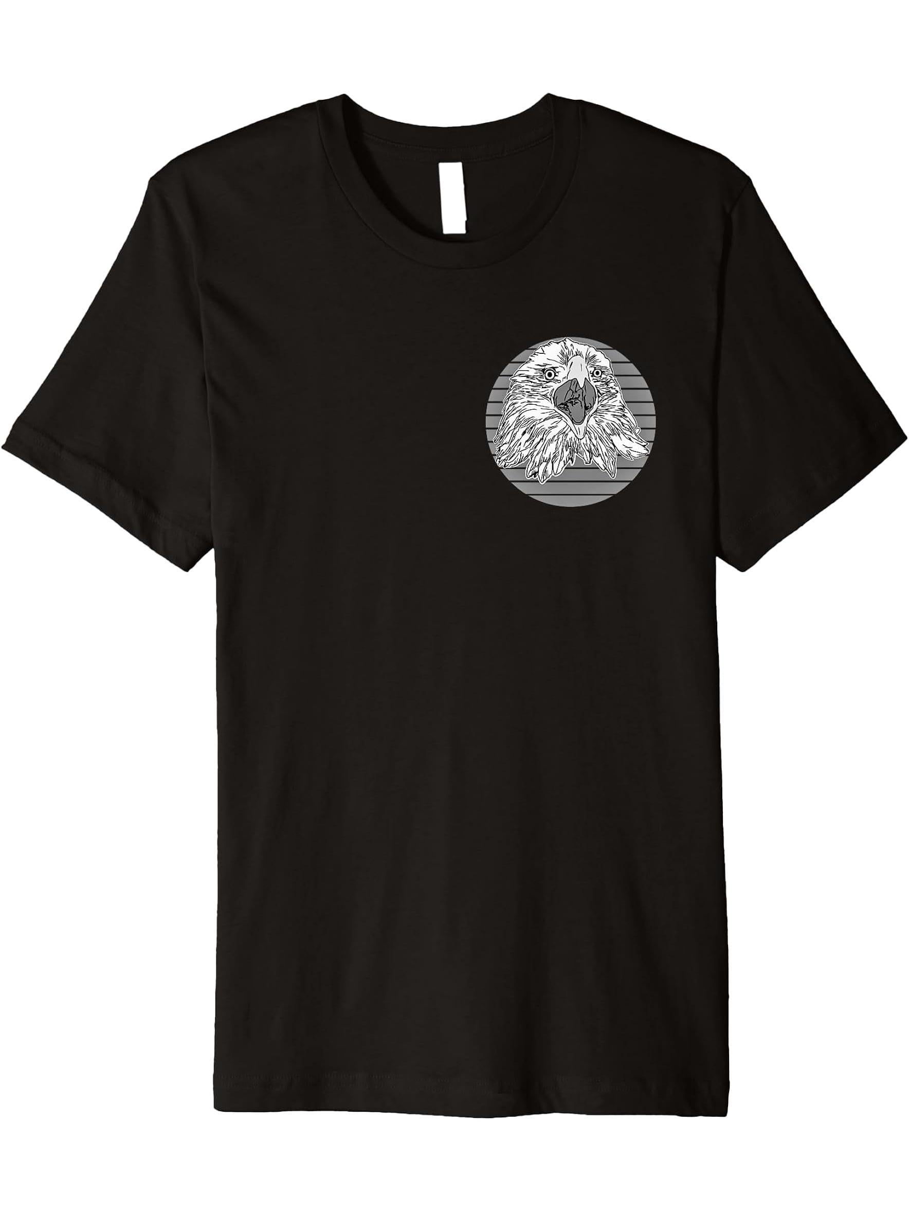 Bald Eagle American National Symbol Animal Patriotic Freedom Premium T-Shirt 180G 100% Cotton Printed Round Neck Short-Sleeve T-Shirt, Gifts for Men Dad Husband Grandpa, S-XXXL, Black