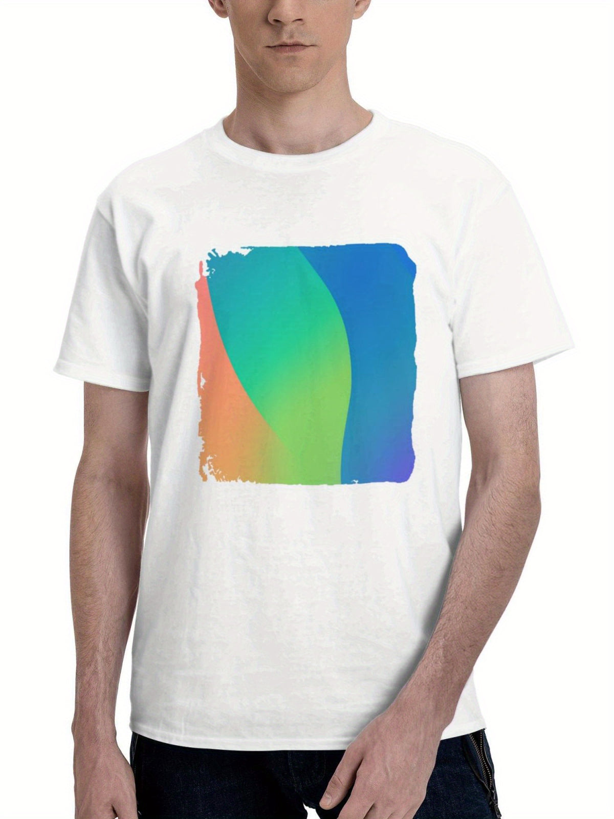 Colorful Scarlet Momentum Abstract Vibrancy In Motion 180G 100% Cotton Printed Round Neck Short-Sleeve T-Shirt, Gifts for Men Dad Husband Grandpa, S-XXXL, White