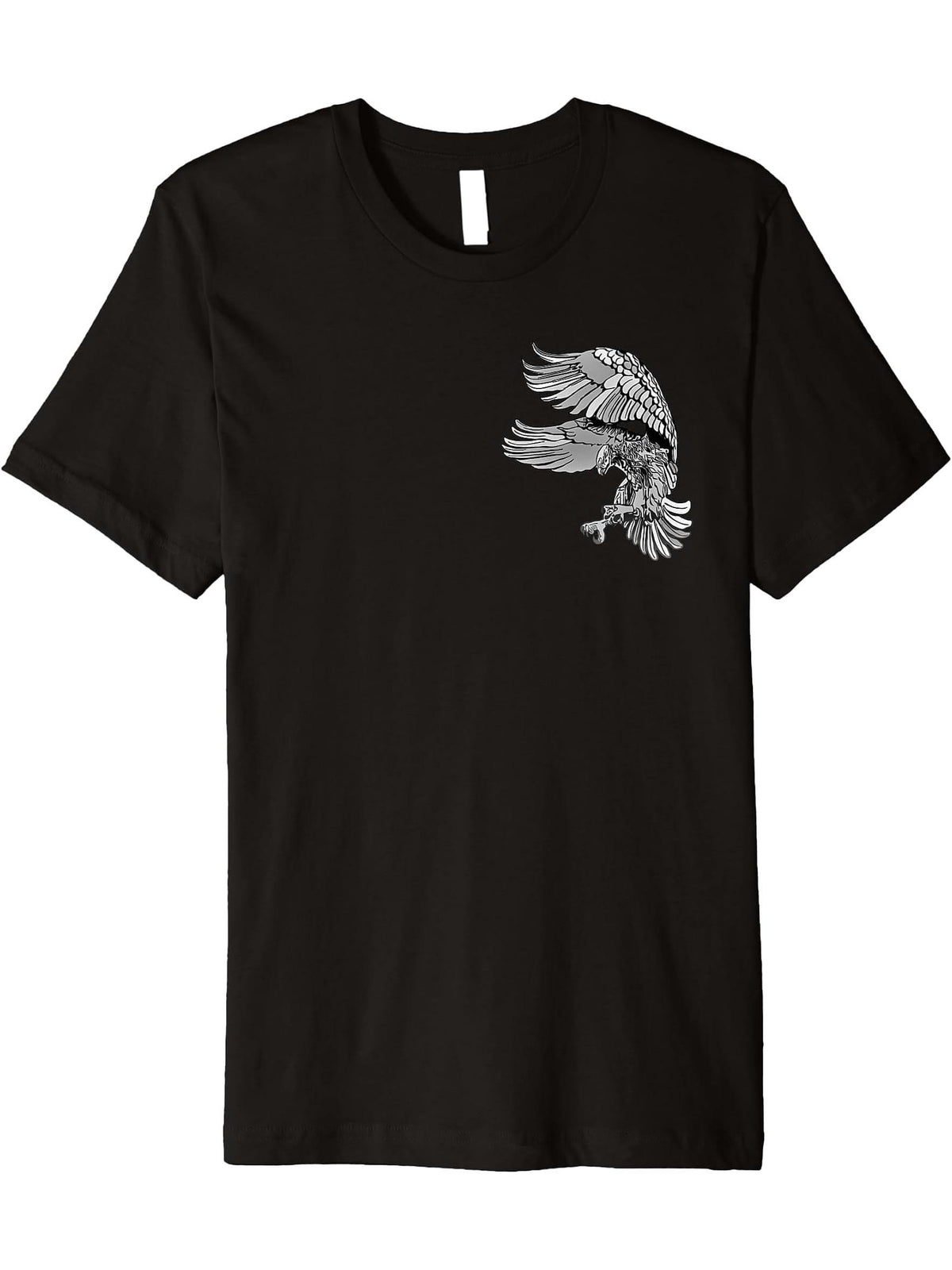 Bald Eagle American National Symbol Animal Patriotic Freedom Premium T-Shirt 180G 100% Cotton Printed Round Neck Short-Sleeve T-Shirt, Gifts for Men Dad Husband Grandpa, S-XXXL, Black