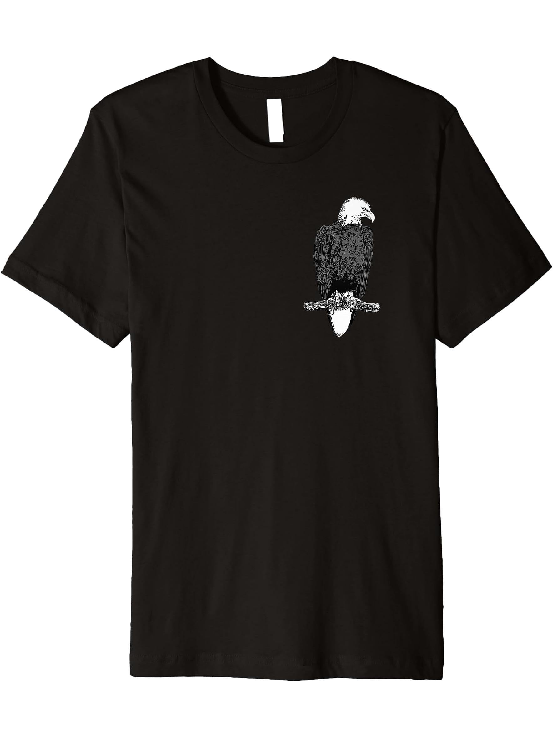 Bald Eagle American National Symbol Animal Patriotic Freedom Premium T-Shirt 180G 100% Cotton Printed Round Neck Short-Sleeve T-Shirt, Gifts for Men Dad Husband Grandpa, S-XXXL, Black