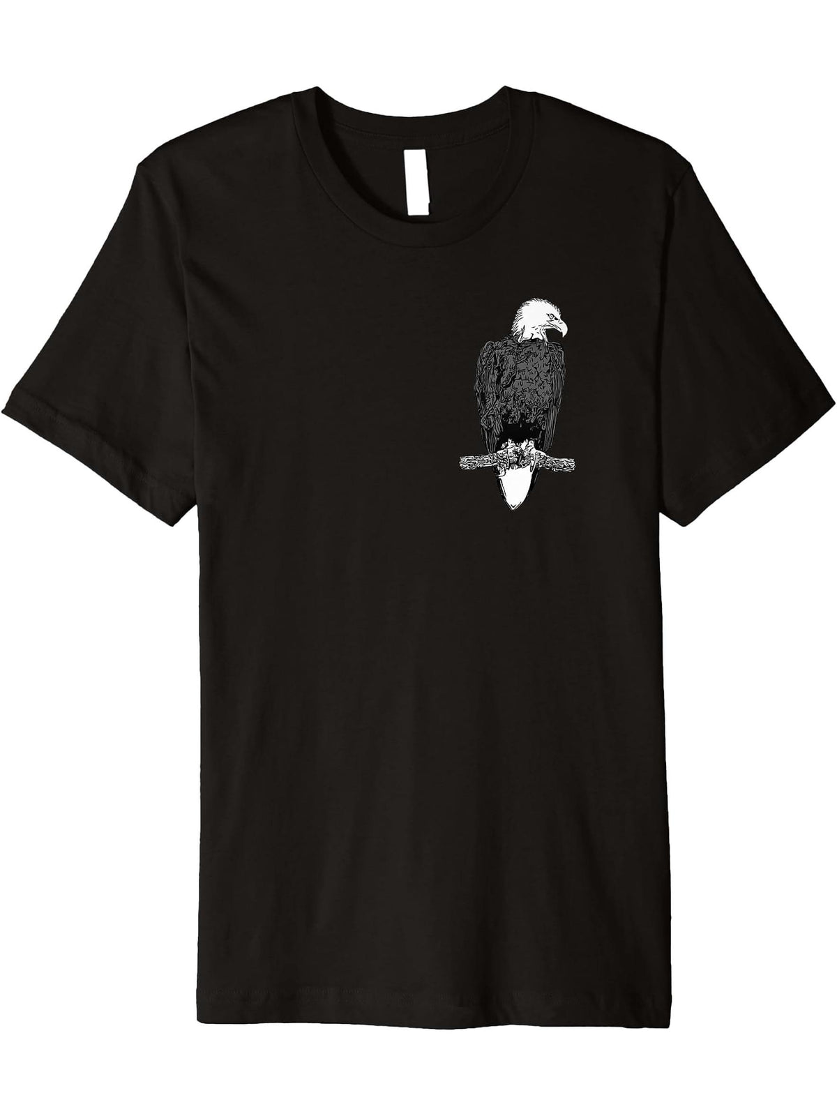 Bald Eagle American National Symbol Animal Patriotic Freedom Premium T-Shirt 180G 100% Cotton Printed Round Neck Short-Sleeve T-Shirt, Gifts for Men Dad Husband Grandpa, S-XXXL, Black