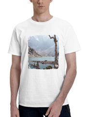 A Large Juniper Tree At Fann Mountains 180G 100% Cotton Printed Round Neck Short-Sleeve T-Shirt, Gifts for Men Dad Husband Grandpa, S-XXXL, White