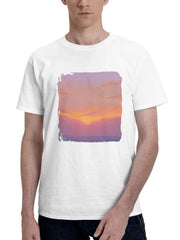 A Lone Girl In The Landscape 180G 100% Cotton Printed Round Neck Short-Sleeve T-Shirt, Gifts for Men Dad Husband Grandpa, S-XXXL, White