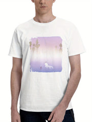 A Mystical Moment With Master 180G 100% Cotton Printed Round Neck Short-Sleeve T-Shirt, Gifts for Men Dad Husband Grandpa, S-XXXL, White