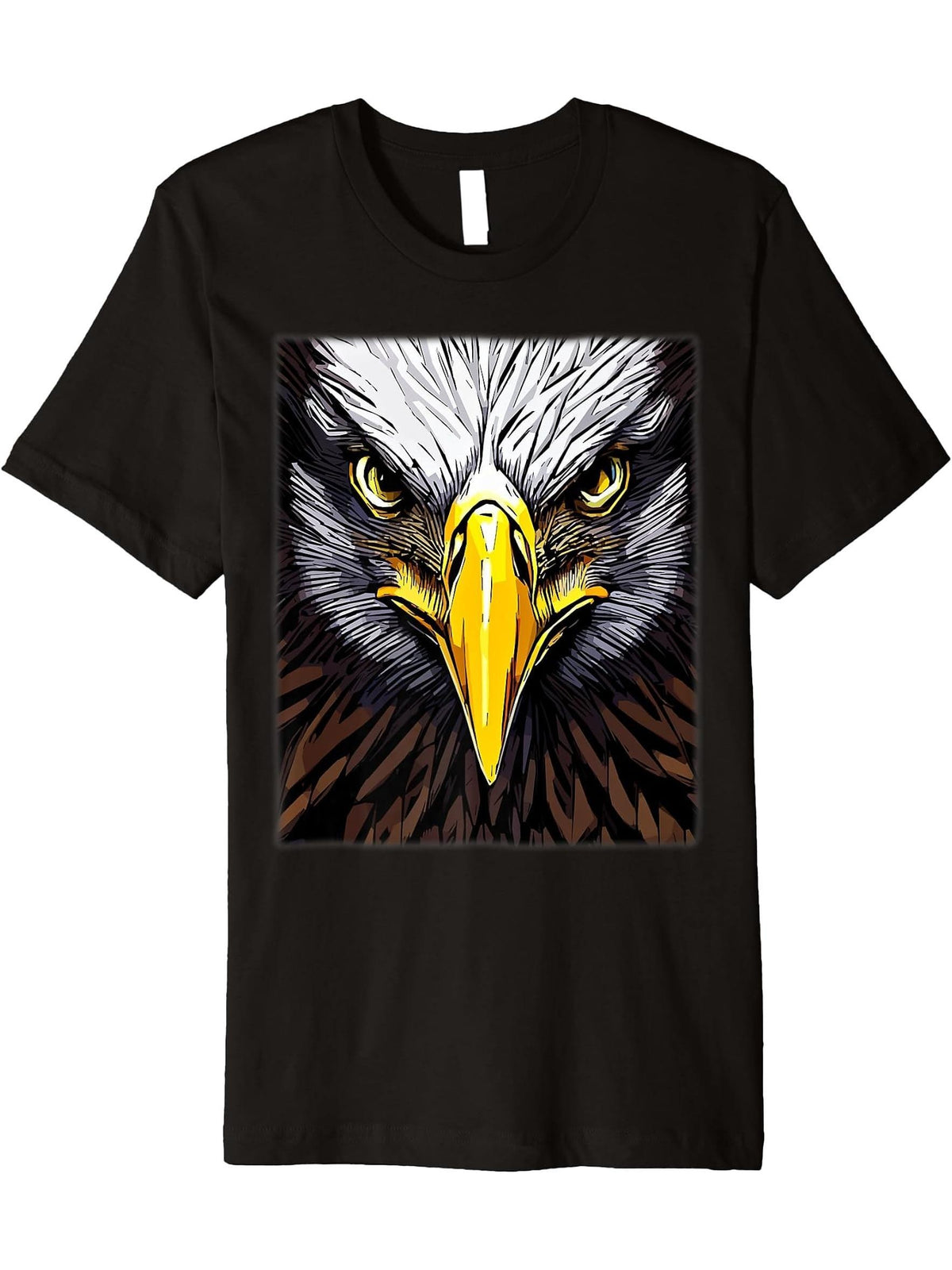 Bald Eagle American National Symbol Animal Patriotic Freedom Premium T-Shirt 180G 100% Cotton Printed Round Neck Short-Sleeve T-Shirt, Gifts for Men Dad Husband Grandpa, S-XXXL, Black