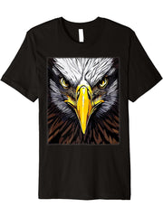Bald Eagle American National Symbol Animal Patriotic Freedom Premium T-Shirt 180G 100% Cotton Printed Round Neck Short-Sleeve T-Shirt, Gifts for Men Dad Husband Grandpa, S-XXXL, Black
