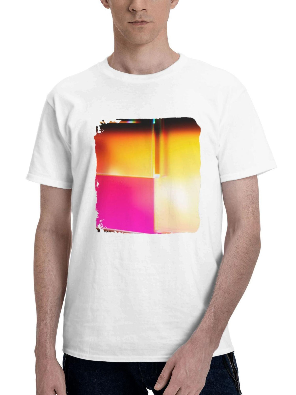 Blur Motion 180G 100% Cotton Printed Round Neck Short-Sleeve T-Shirt, Gifts for Men Dad Husband Grandpa, S-XXXL, White