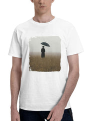 A Noir Portrait Of Solitude 180G 100% Cotton Printed Round Neck Short-Sleeve T-Shirt, Gifts for Men Dad Husband Grandpa, S-XXXL, White
