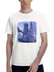 A One Way Ticket To The Modern Frontier 180G 100% Cotton Printed Round Neck Short-Sleeve T-Shirt, Gifts for Men Dad Husband Grandpa, S-XXXL, White