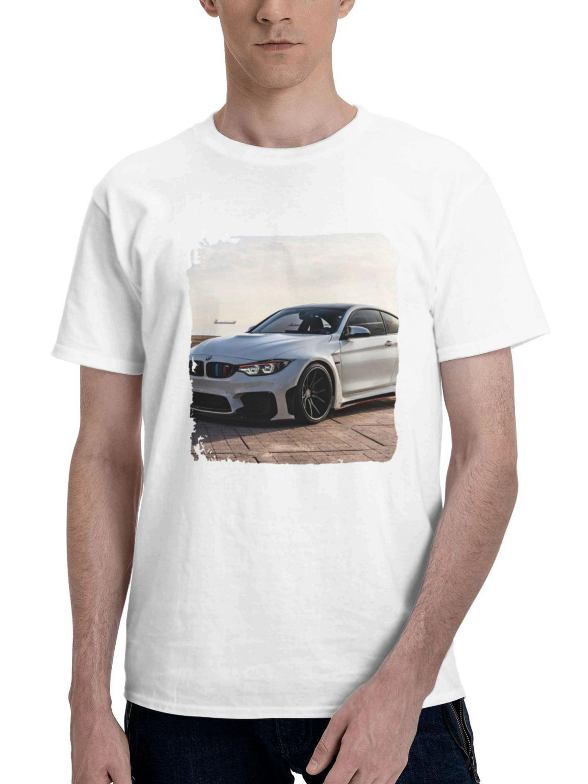 Bmw G82 M4 Widebody 180G 100% Cotton Printed Round Neck Short-Sleeve T-Shirt, Gifts for Men Dad Husband Grandpa, S-XXXL, White