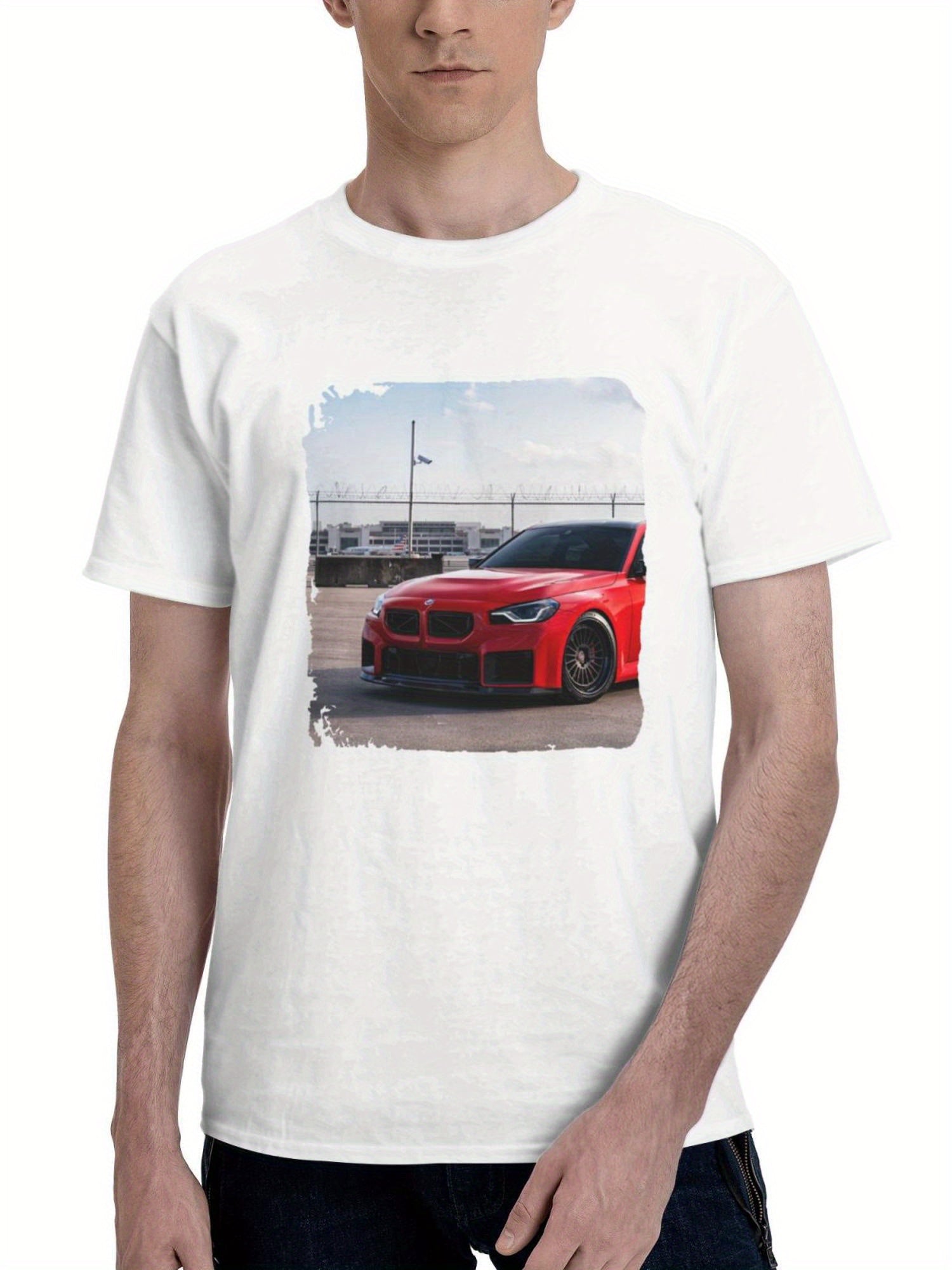 Bmw G87 M2 Josh Strassewheels 180G 100% Cotton Printed Round Neck Short-Sleeve T-Shirt, Gifts for Men Dad Husband Grandpa, S-XXXL, White