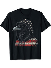 American Flag Bald Eagle Bird USA Pride Patriotic 4th Of T-Shirt 180G 100% Cotton Printed Round Neck Short-Sleeve T-Shirt, Gifts for Men Dad Husband Grandpa, S-XXXL, Black