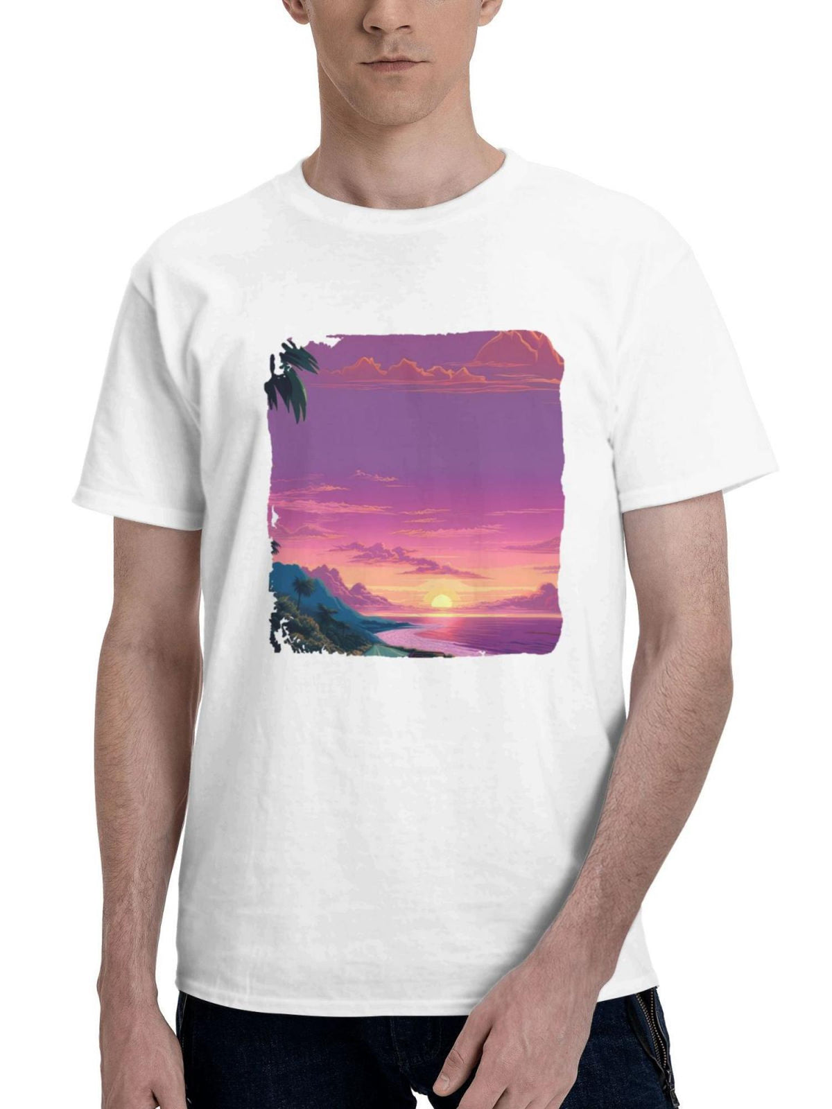 A Retro Ride Into The Horizon 180G 100% Cotton Printed Round Neck Short-Sleeve T-Shirt, Gifts for Men Dad Husband Grandpa, S-XXXL, White