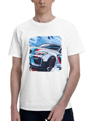 Bmw M4 Artwork 180G 100% Cotton Printed Round Neck Short-Sleeve T-Shirt, Gifts for Men Dad Husband Grandpa, S-XXXL, White