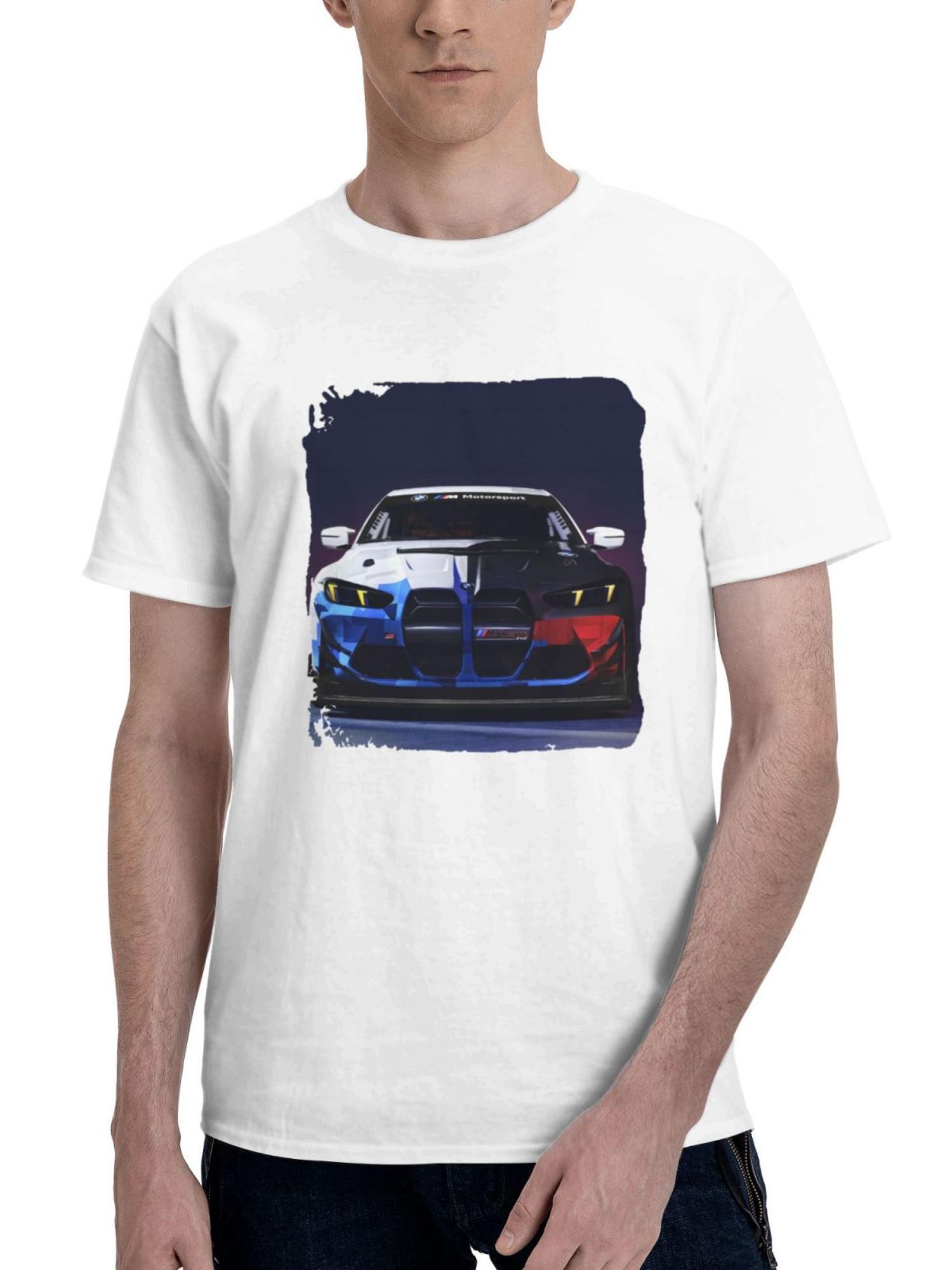 Bmw M4 Gt4 Evo 2024 180G 100% Cotton Printed Round Neck Short-Sleeve T-Shirt, Gifts for Men Dad Husband Grandpa, S-XXXL, White