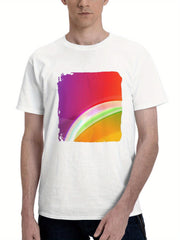 Abstract Aurora Mac 180G 100% Cotton Printed Round Neck Short-Sleeve T-Shirt, Gifts for Men Dad Husband Grandpa, S-XXXL, White